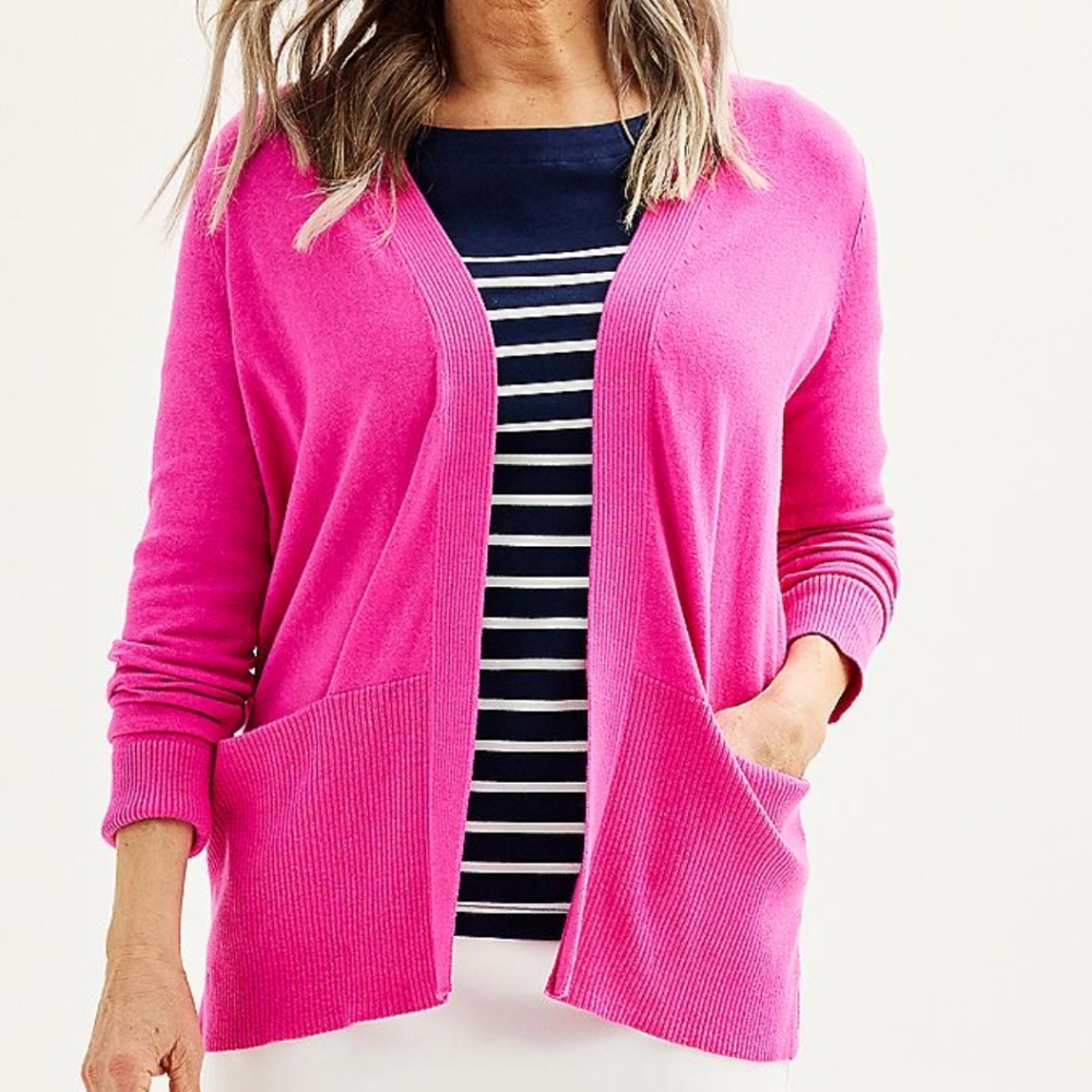 NWT 1XL Open Front Cardigan w 2 Pockets Lt Blue - Picture 11 of 11